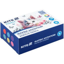 Акрилові фарби Kite Creative 6 пастельних кольорів, 20 мл (K-272)