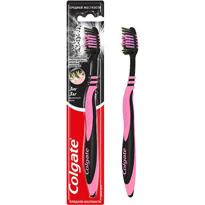 Зубна щітка Colgate Зіг Заг Деревне вугілля Рожева (2170000000121)