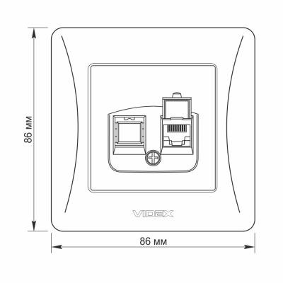 Комп&#039;ютерна розетка Videx BINERA CAT6 одинарна сереб (VF-BNSK1PC6-SS)