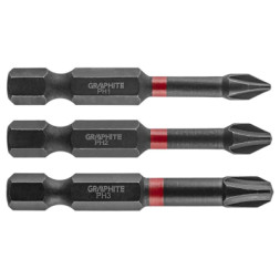 Набір біт Graphite ударні 3 од., 1/4&quot;, PH1/2/3 x 50мм, сталь S2 (56H543)