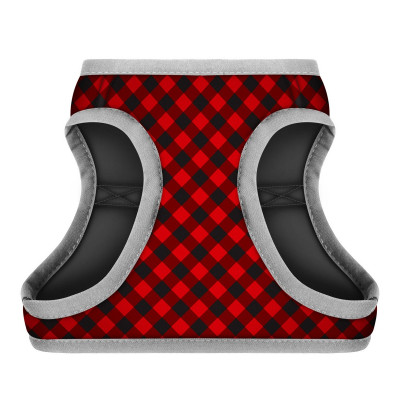 Шлея для собак WAUDOG Clothes з QR паспортом &quot;Шотландка червона&quot; S2 (2992)