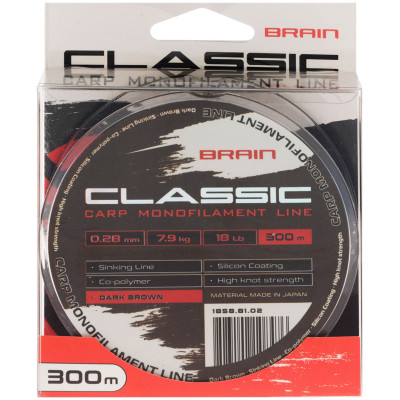 Волосінь Brain Classic Carp Line (dark brown) 300m 0.28mm 18lb 7.9kg (1858.81.02)