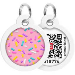 Адресник для тварин WAUDOG Smart ID з QR паспортом &quot;Маршмеллоу&quot;, круг 30 мм (230-0214)