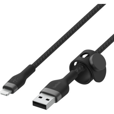 Дата кабель USB 2.0 AM to Lightning 1.0m BRAIDED SILICONE black Belkin (CAA010BT1MBK)
