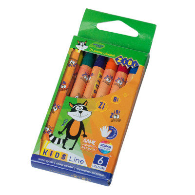 Олівці кольорові ZiBi Kids line воскові, 6 кольорів (ZB.2480)