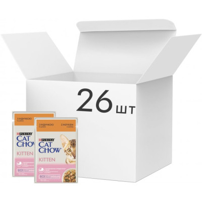 Вологий корм для кішок Purina Cat Chow Kitten з індичкою та цукіні в желе 85г (7613036595001)