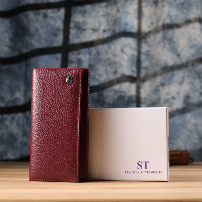 Гаманець ST Leather З натуральної шкіри Бордовий (23085)