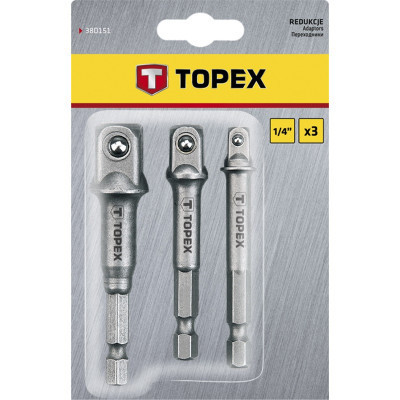 Адаптер для інструменту Topex для торцевих головок, набір 1/2,1/4,3/8 (38D151)