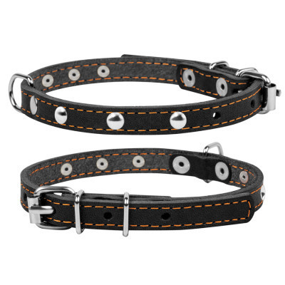 Ошейник для животных Collar одинарный с украшениями Ш 12 мм Д 24-32 см черный (00231)
