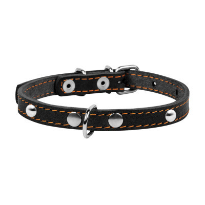 Ошейник для животных Collar одинарный с украшениями Ш 12 мм Д 24-32 см черный (00231)