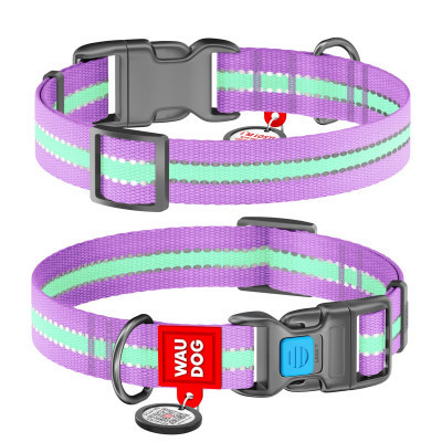 Нашийник для тварин WAUDOG Nylon з QR паспортом пластиковий фастекс Ш 15 мм Д 25-35 см фіолетовий (45629)
