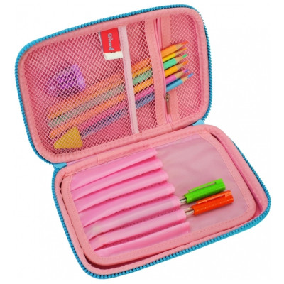 Пенал Cool For School з тисненням 1 відділення Фуксія (QT-5625-Rosered)