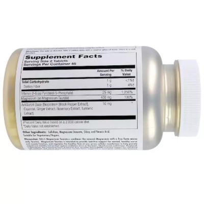 Мінерали KAL Таурат Магнію, Magnesium Taurate +, 400 мг, 90 таблеток (CAL-36975)