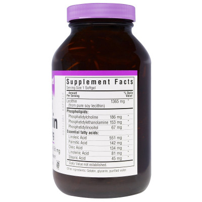 Амінокислота Bluebonnet Nutrition Натуральний Лецитин 1365мг, 180 желатинових капсул (BLB-00926)