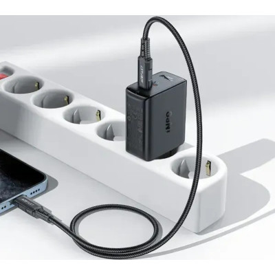 Зарядний пристрій Acefast 2xUSB 50W (USB-C+USB-C) Gan A29 Fast Charger Black (6974316281443)