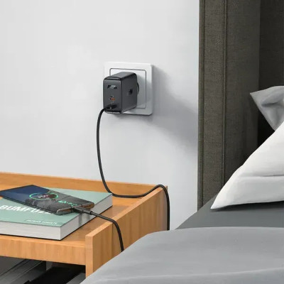 Зарядний пристрій Acefast 2xUSB 50W (USB-C+USB-C) Gan A29 Fast Charger Black (6974316281443)