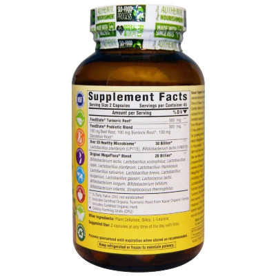Пробіотики MegaFood Прибуток MegaFlora for Over 50, Probiotic with Turmeric, 90 (MGF10025)