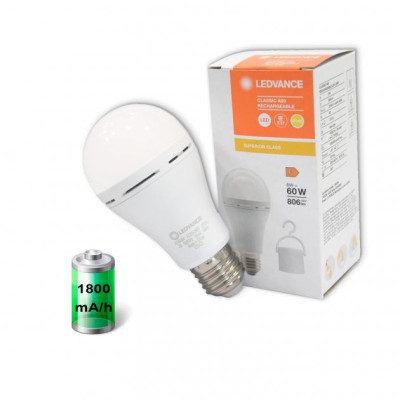Лампочка LEDVANCE акумуляторна A60 8W 806Lm 2700К E27 (4099854102417)