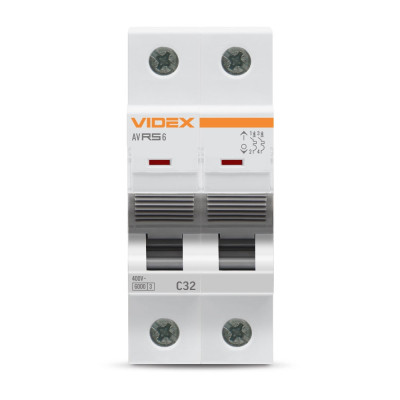 Автоматичний вимикач Videx RS6  2п 32А 6кА С (VF-RS6-AV2C32)