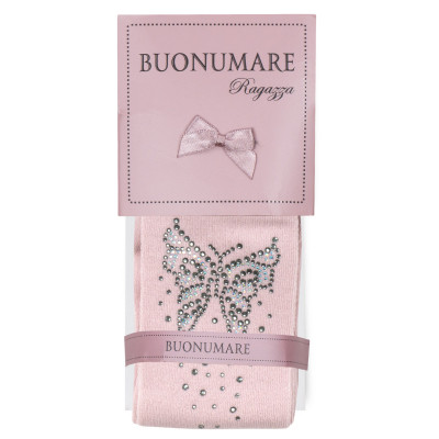 Колготки дитячі BNM з метеликами зі стразами (M0C0302-1172-9G-pink)