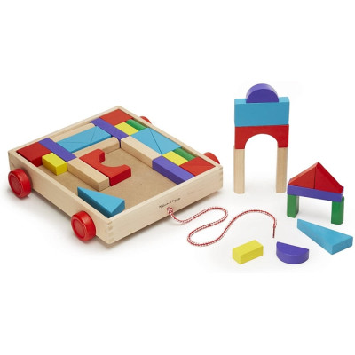 Кубики Melissa&amp;Doug Набор деревянных блоков на тележке (MD14209)