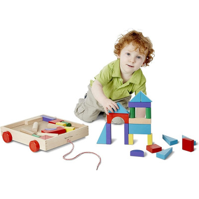 Кубики Melissa&amp;Doug Набор деревянных блоков на тележке (MD14209)
