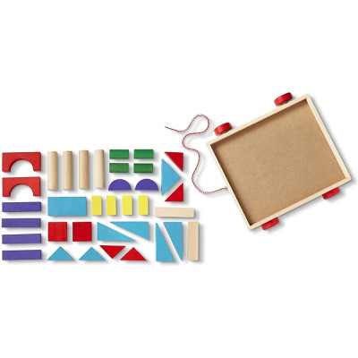 Кубики Melissa&amp;Doug Набор деревянных блоков на тележке (MD14209)