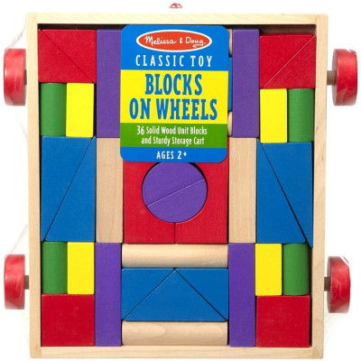 Кубики Melissa&amp;Doug Набор деревянных блоков на тележке (MD14209)