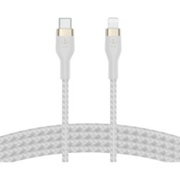 Дата кабель USB-С to Lightning 1.0m BRAIDED SILICONE white Belkin (CAA011BT1MWH)