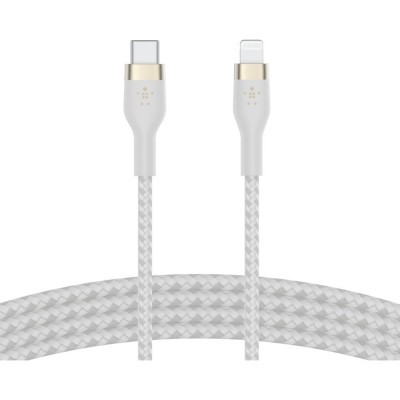 Дата кабель USB-С to Lightning 1.0m BRAIDED SILICONE white Belkin (CAA011BT1MWH)