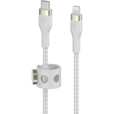 Дата кабель USB-С to Lightning 1.0m BRAIDED SILICONE white Belkin (CAA011BT1MWH)