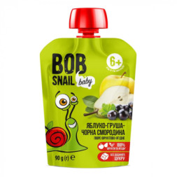 Дитяче пюре Bob Snail Равлик Боб Яблуко Груша Чорна Смородина 90 г (4820219343820)