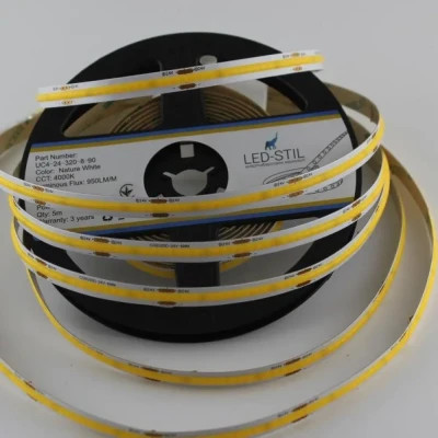 Світлодіодна стрічка LED-STIL 4000K 10 Вт/м COB 320 діодів IP33 24 Вольта 950 lm нейтральне світло (UC4-24-320-8-90)
