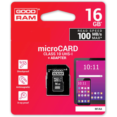 Карта пам&#039;яті Goodram 16GB microSDHC Class 10 (M1AA-0160R12)