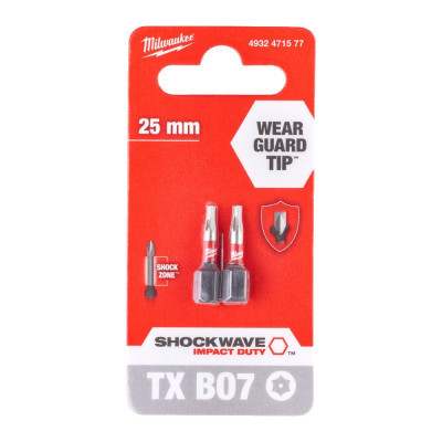 Набір біт Milwaukee SHOCKWAVE, TX BO7, 25мм, 2шт (4932471577)