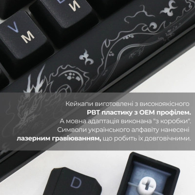 Клавіатура Ducky One 3 TKL Cherry MX Silent Red RGB UA USB Black (DKON2187ST-SUAPXCLAWSC1)