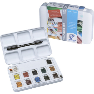 Акварельні фарби Royal Talens Van Gogh Pocket box 12 кювет + пензлик, пластик (8712079341107)