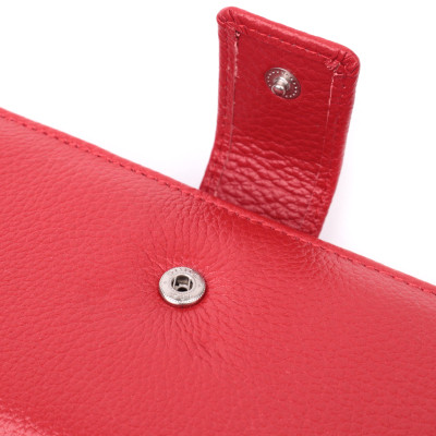 Гаманець ST Leather На чотири відділення для купюр із натуральної шкіри Червоний (22549)