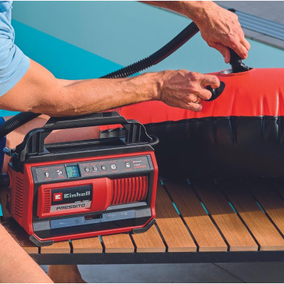 Автомобільний компресор Einhell гібридний PRESSITO 18/25 Hybrid, PXC, 230/18В, 11бар, 25л/хв, можливість всмоктування, шланг 710 (4020430)