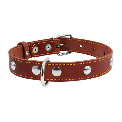 Ошейник для животных Collar одинарный с украшениями Ш 20 мм Д 32-40 см коричневый (01356)