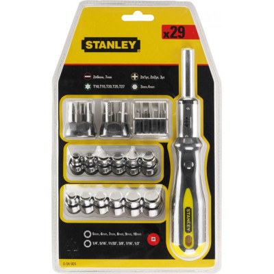 Отвертка Stanley с трещоткой и насадками, 29шт. (0-54-925)