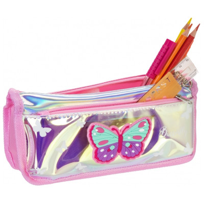 Пенал Cool For School голографічний 2 відділення Butterfly рожевий (CF86966)