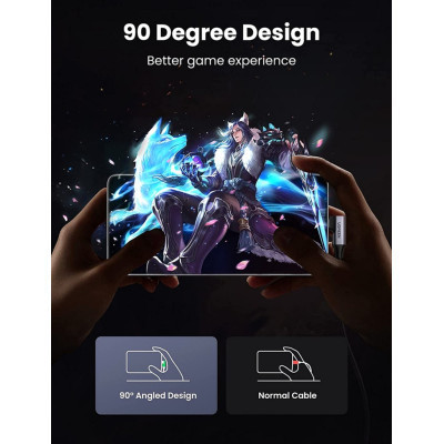 Дата кабель USB 3.0 AM to Type-C 1.0m 60W US385 90-degree Black Ugreen (20299)
