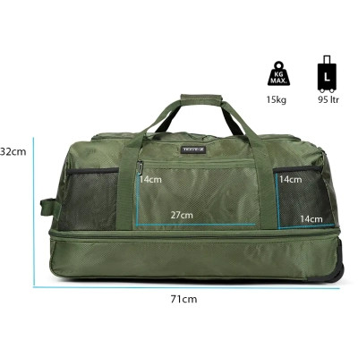 Дорожня сумка TravelZ Wheelbag Doubleloader foldable green 80(95)L (603097) (931070)