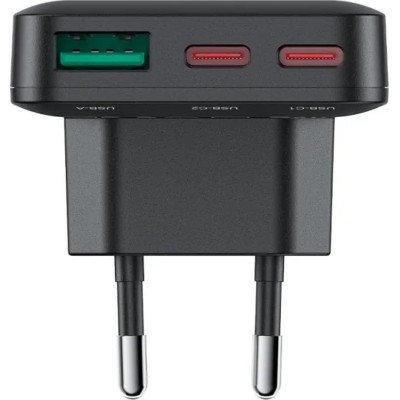 Зарядний пристрій Acefast 3xUSB 65W (2xUSB-C+USB-A) Gan A100 Fast Charger Ultra thin black (6974316283492)