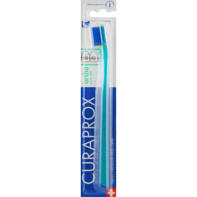 Зубна щітка Curaprox CS 5460 Ortho Ultra Soft Ультрам&#039;яка ортодонтична Бірюзова із синьою щетиною (CS 5460 Ortho-07)