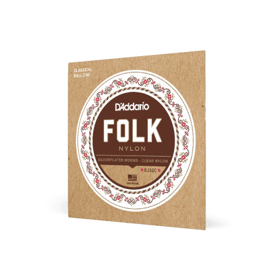 Струни для гітари D&#039;Addario Folk Nylon Ball End Silver Wound / Clear Treble (EJ32C)