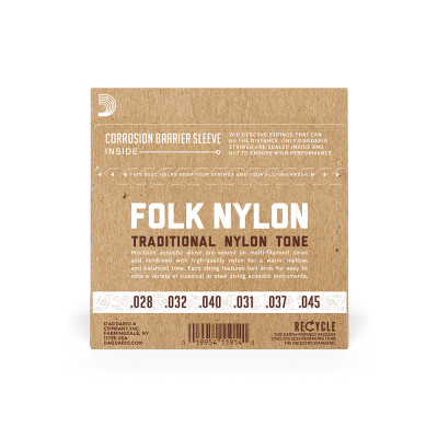Струни для гітари D&#039;Addario Folk Nylon Ball End Silver Wound / Clear Treble (EJ32C)
