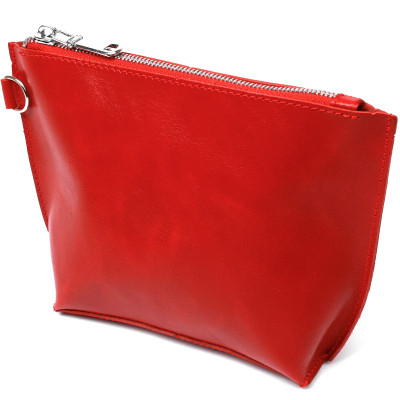 Косметичка Shvigel Глянсова з натуральної шкіри Червона (16410)