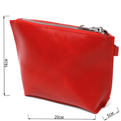 Косметичка Shvigel Глянсова з натуральної шкіри Червона (16410)